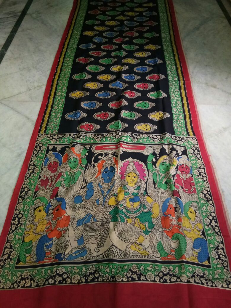 Muticolor Kalamkari Printed Chennur Silk Saree-KPCHS-017