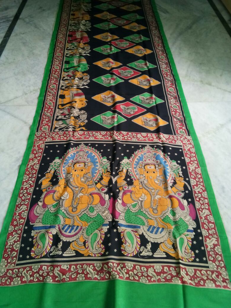 Muticolor Kalamkari Printed Chennur Silk Saree-KPCHS-019