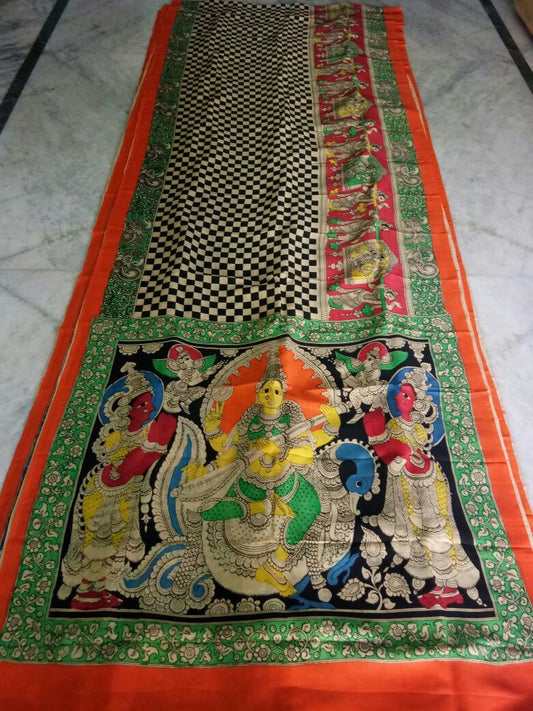 Muticolor Kalamkari Printed Chennur Silk Saree-KPCHS-021