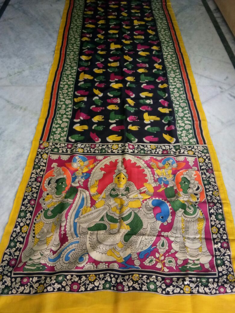 Muticolor Kalamkari Printed Chennur Silk Saree-KPCHS-022