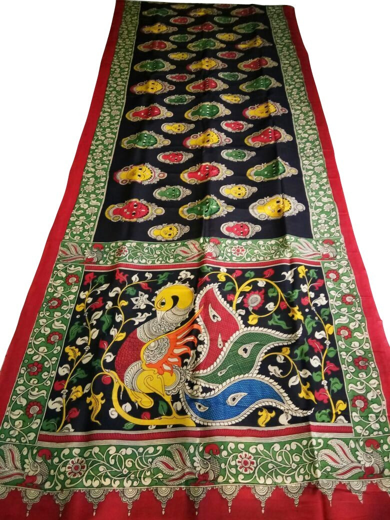 Muticolor Kalamkari Printed Chennur Silk Saree-KPCHS-024