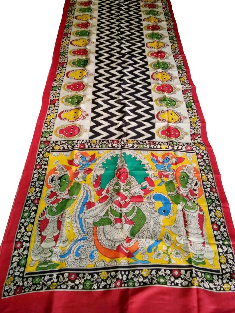 Muticolor Kalamkari Printed Chennur Silk Saree-KPCHS-026