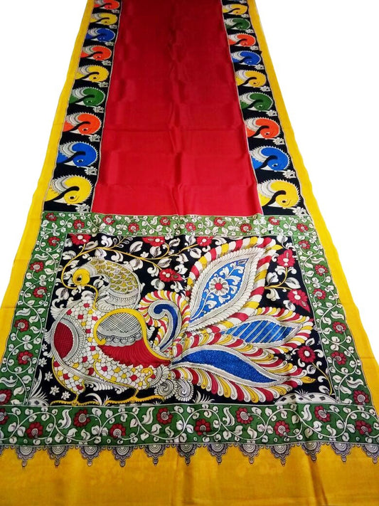 Muticolor Kalamkari Printed Chennur Silk Saree-KPCHS-027