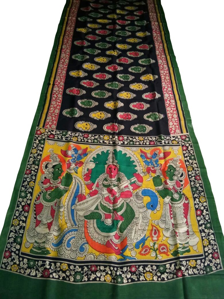 Muticolor Kalamkari Printed Chennur Silk Saree-KPCHS-032