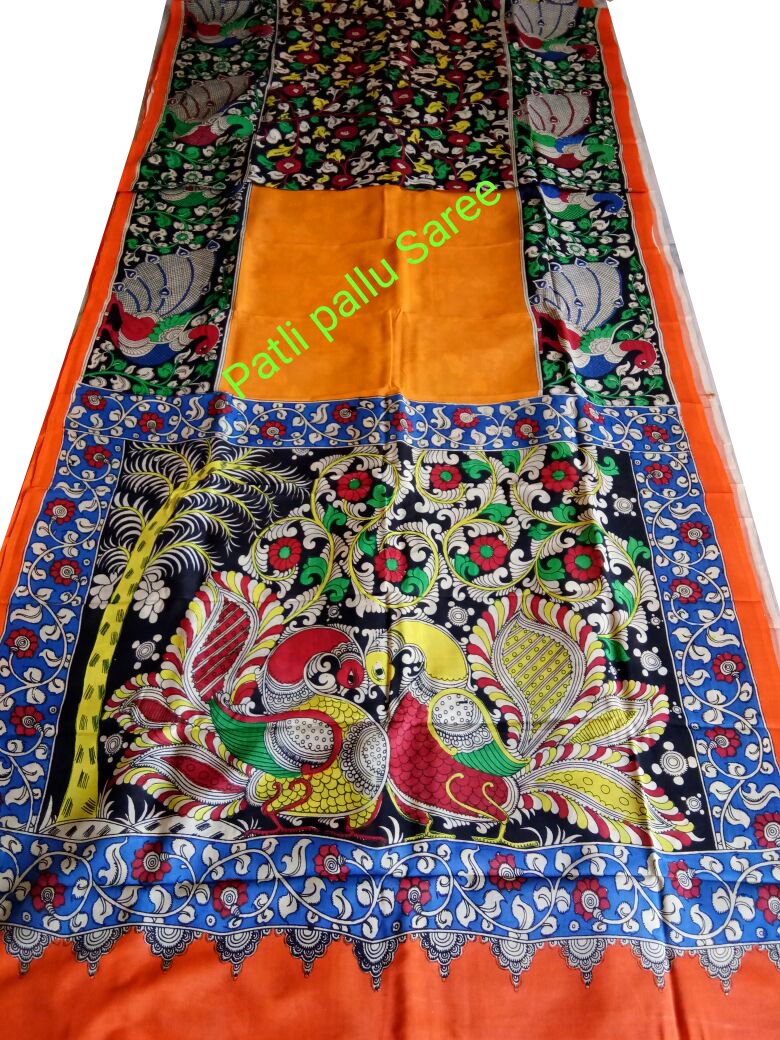Muticolor Kalamkari Printed Chennur Silk Saree-KPCHS-074