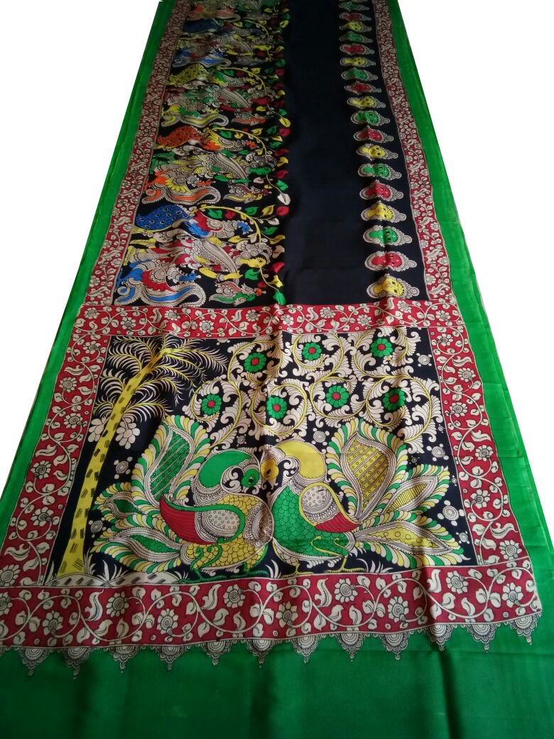 Muticolor Kalamkari Printed Chennur Silk Saree-KPCHS-081