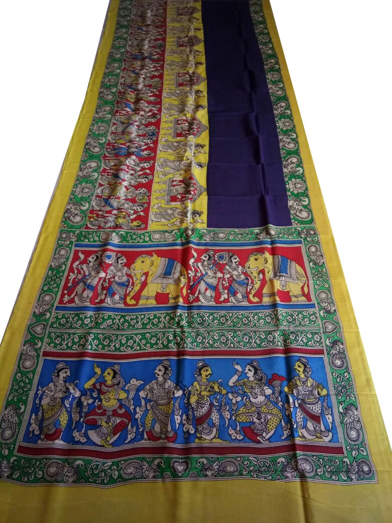 Muticolor Kalamkari Printed Chennur Silk Saree-KPCHS-082