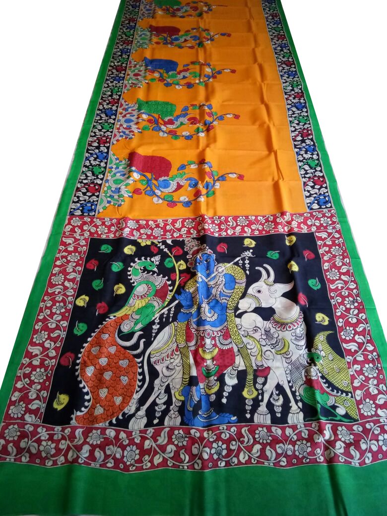 Muticolor Kalamkari Printed Chennur Silk Saree-KPCHS-083