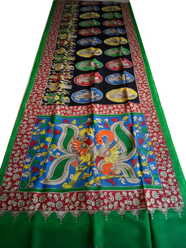 Muticolor Kalamkari Printed Chennur Silk Saree-KPCHS-084