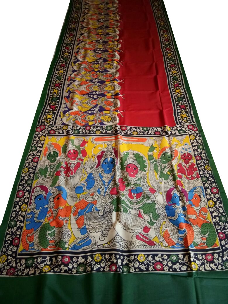 Muticolor Kalamkari Printed Chennur Silk Saree-KPCHS-085