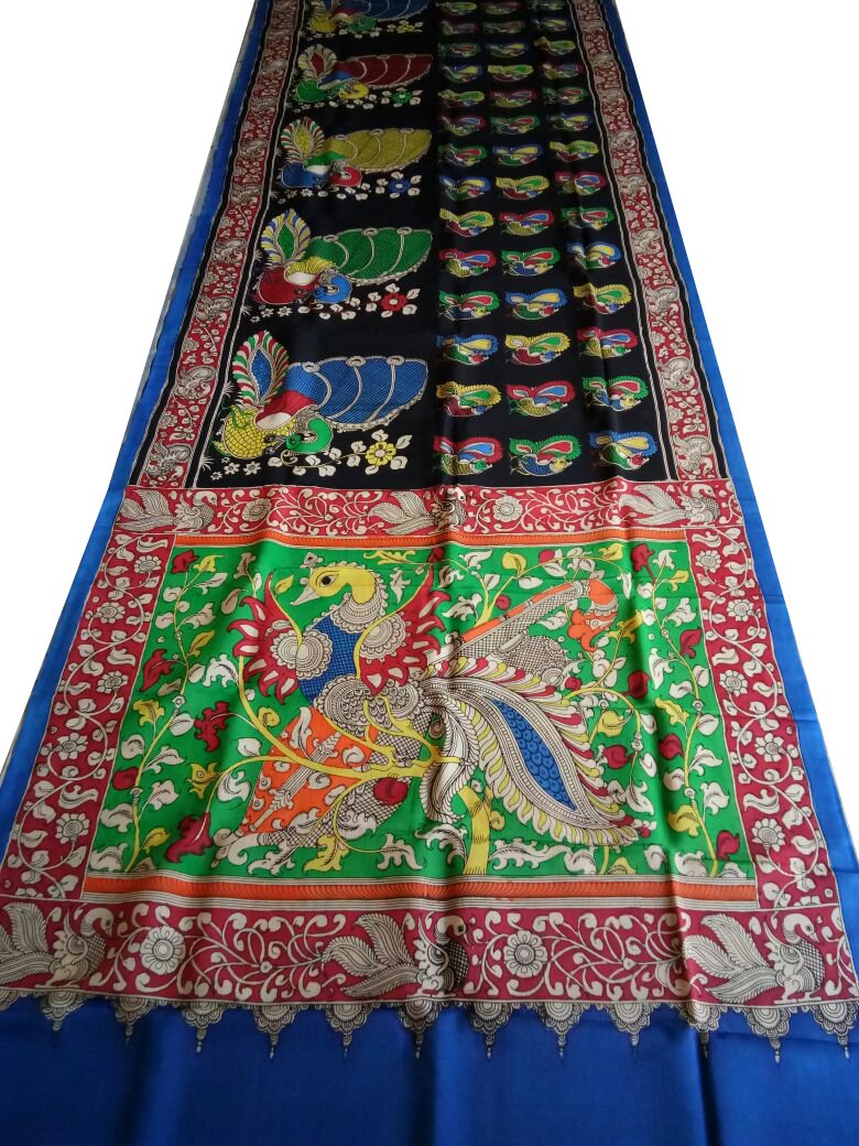 Muticolor Kalamkari Printed Chennur Silk Saree-KPCHS-088