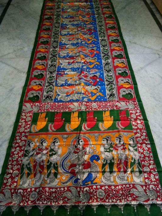 Muticolor Kalamkari Printed Mal Cotton Saree-KPMCS-001