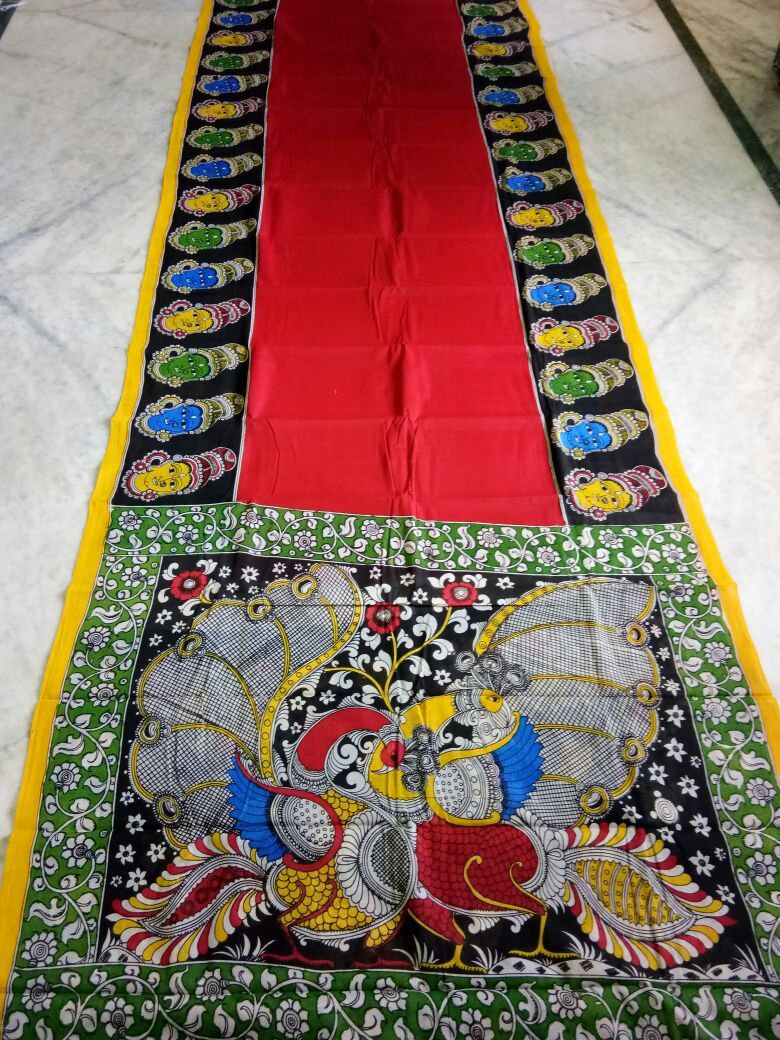 Muticolor Kalamkari Printed Mal Cotton Saree-KPMCS-006