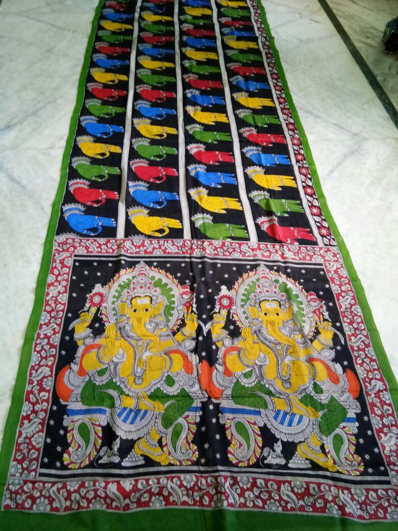 Muticolor Kalamkari Printed Mal Cotton Saree-KPMCS-007