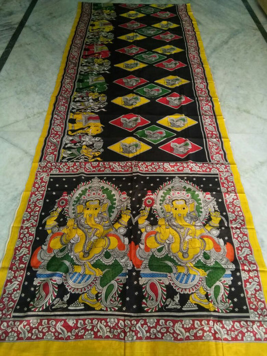 Muticolor Kalamkari Printed Mal Cotton Saree-KPMCS-009