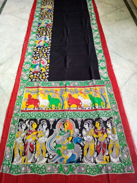 Muticolor Kalamkari Printed Mal Cotton Saree-KPMCS-010
