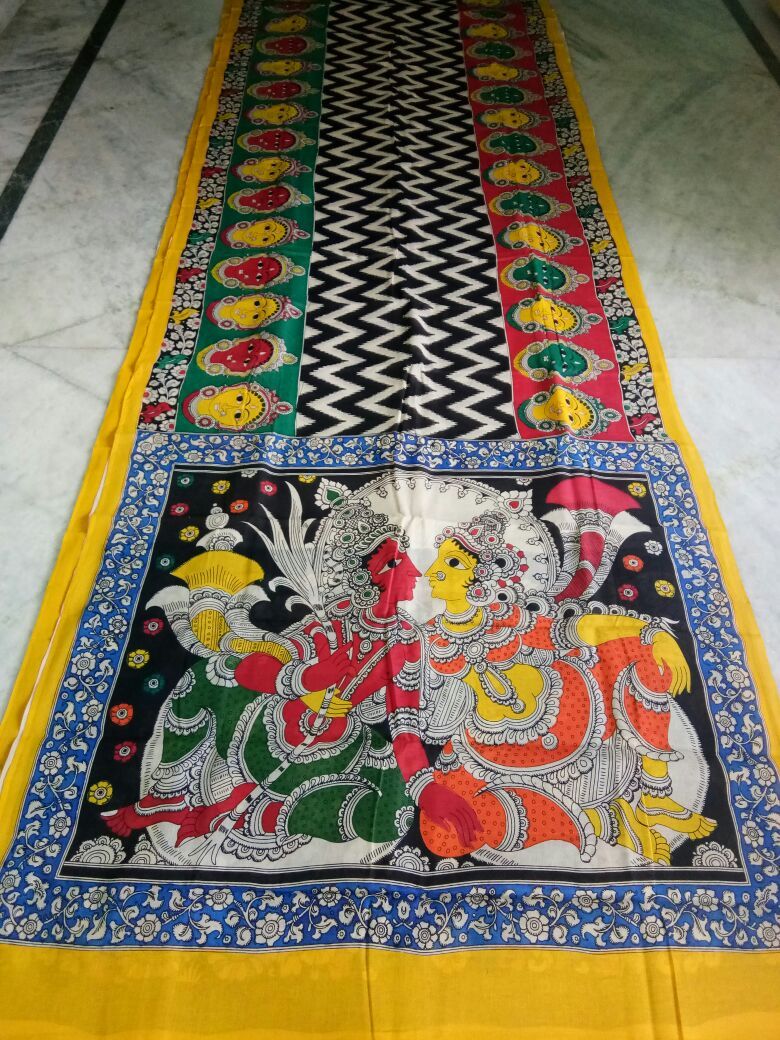 Muticolor Kalamkari Printed Mal Cotton Saree-KPMCS-015