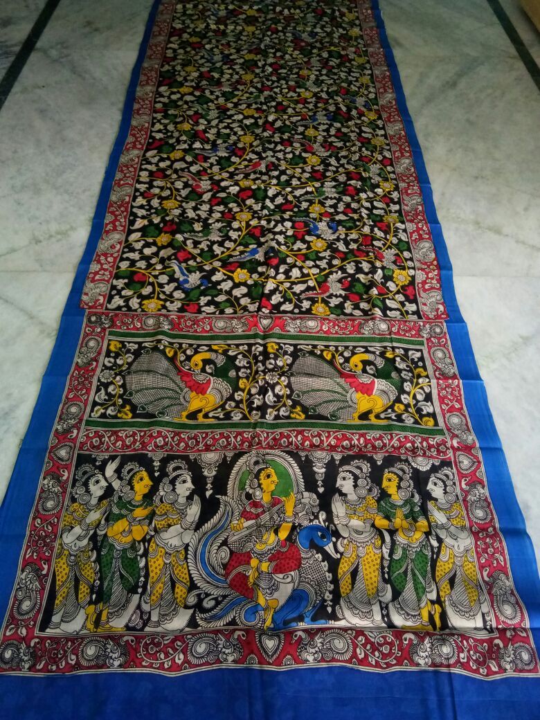 Muticolor Kalamkari Printed Mal Cotton Saree-KPMCS-018