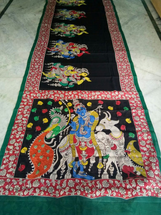 Muticolor Kalamkari Printed Mal Cotton Saree-KPMCS-020