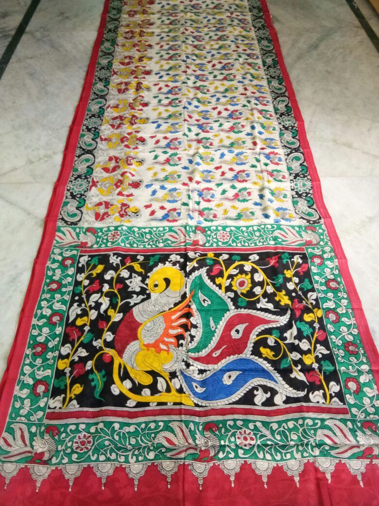 Muticolor Kalamkari Printed Mal Cotton Saree-KPMCS-021