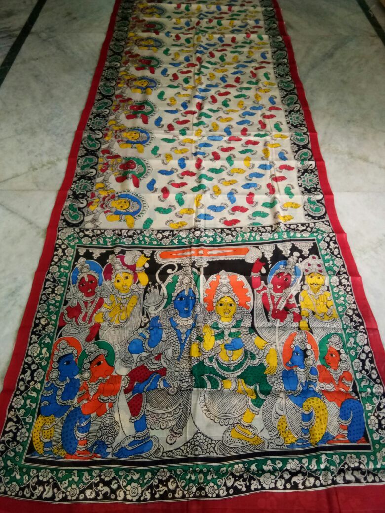 Muticolor Kalamkari Printed Mal Cotton Saree-KPMCS-023