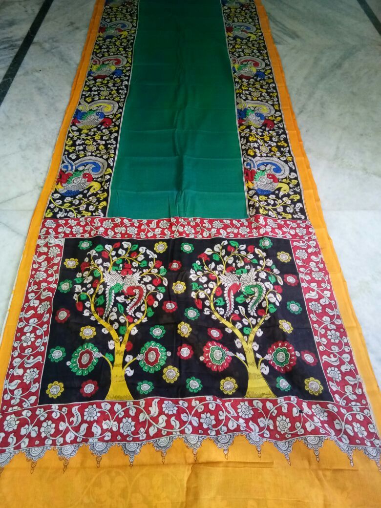 Muticolor Kalamkari Printed Mal Cotton Saree-KPMCS-028