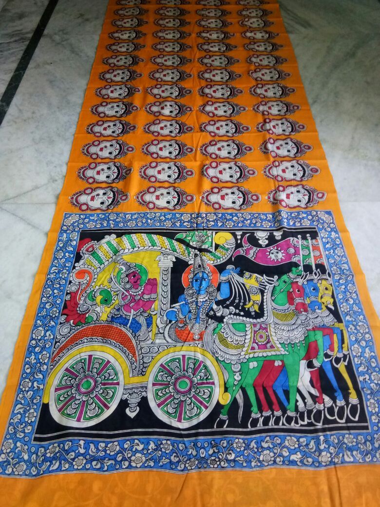 Muticolor Kalamkari Printed Mal Cotton Saree-KPMCS-029