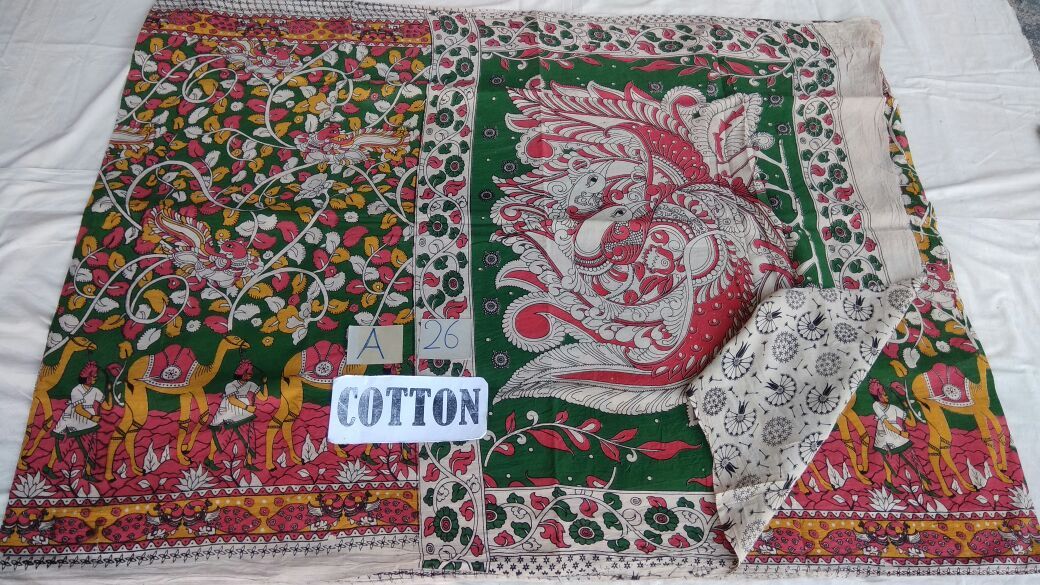 Muticolor Printed Cotton Kalamkari Saree-KALAMKARI-0027