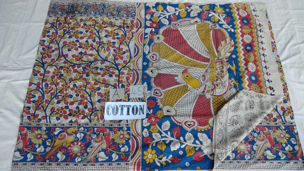 Muticolor Printed Cotton Kalamkari Saree-KALAMKARI-0029