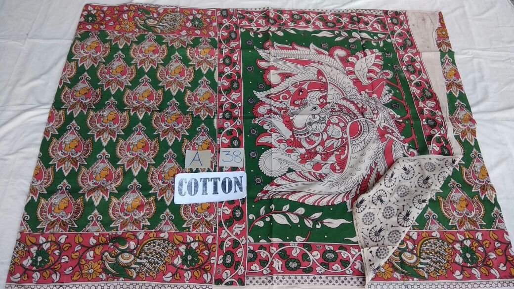 Muticolor Printed Cotton Kalamkari Saree-KALAMKARI-0031