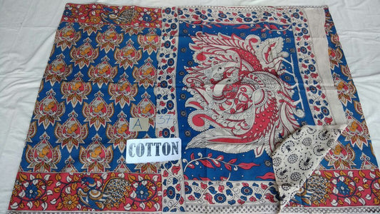 Muticolor Printed Cotton Kalamkari Saree-KALAMKARI-0035