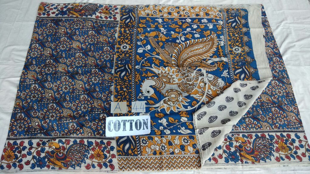 Muticolor Printed Cotton Kalamkari Saree-KALAMKARI-0038