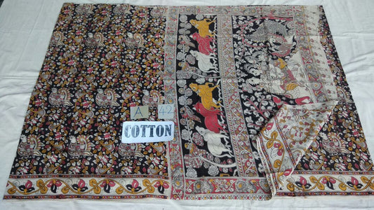 Muticolor Printed Cotton Kalamkari Saree-KALAMKARI-0041