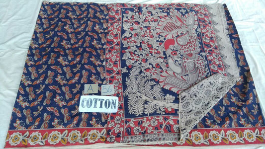Muticolor Printed Cotton Kalamkari Saree-KALAMKARI-0045