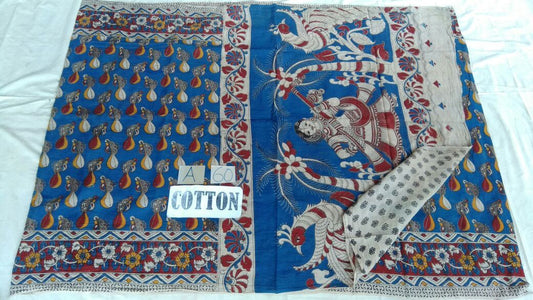 Muticolor Printed Cotton Kalamkari Saree-KALAMKARI-0047