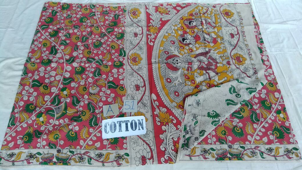 Muticolor Printed Cotton Kalamkari Saree-KALAMKARI-0053