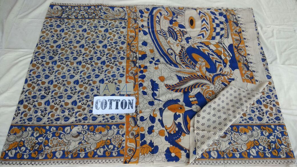 Muticolor Printed Cotton Kalamkari Saree-KALAMKARI-0056