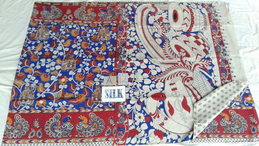 Muticolor Printed Silk Kalamkari Saree-KALAMKARI-0100