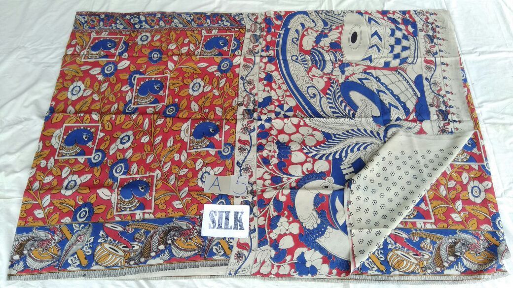 Muticolor Printed Silk Kalamkari Saree-KALAMKARI-0101