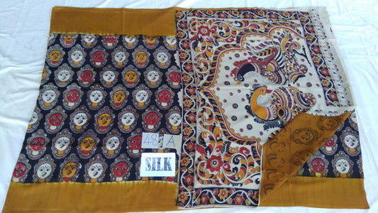 Muticolor Printed Silk Kalamkari Saree-KALAMKARI-0105