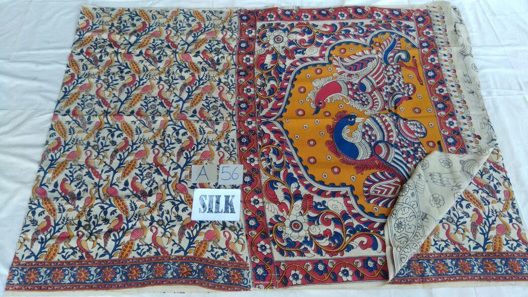 Muticolor Printed Silk Kalamkari Saree-KALAMKARI-0110