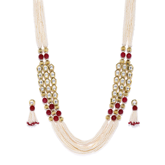Pearl-Brown Bead Necklace Set