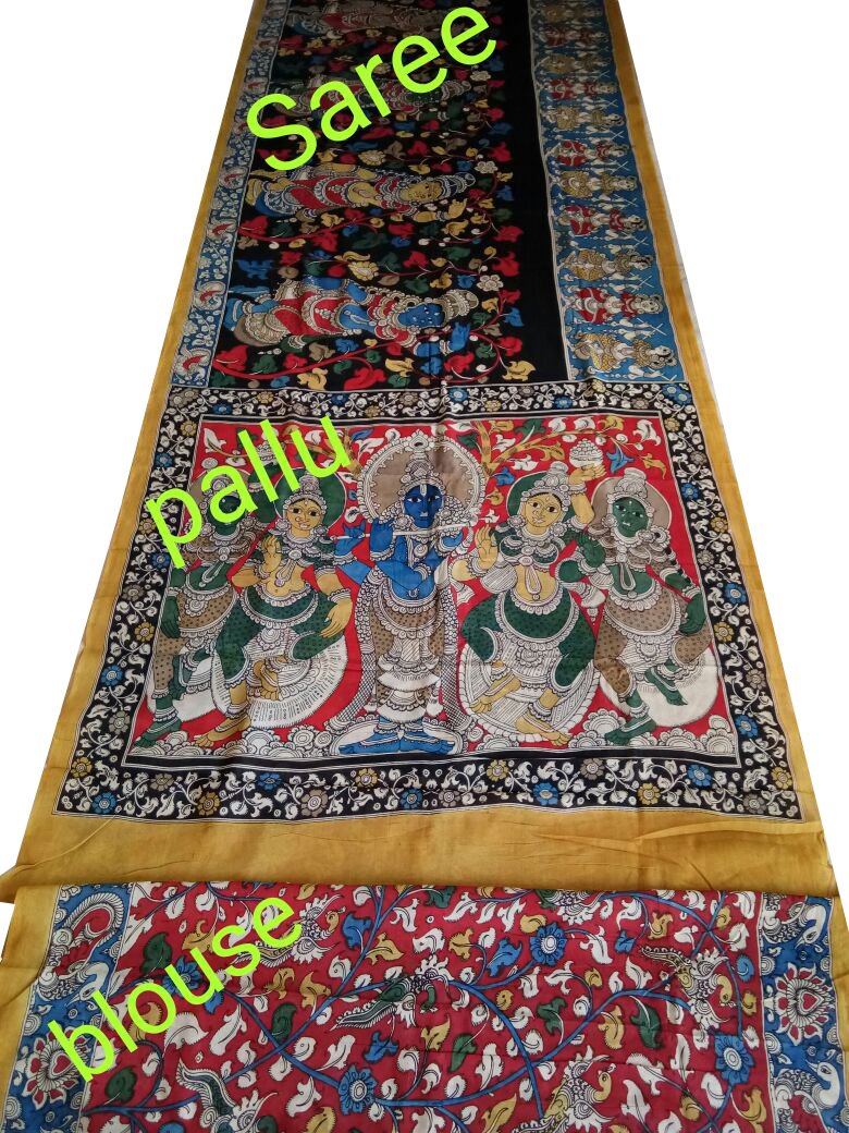 Natural Multicolor Cotton Kalamkari Saree-NMKPCS-003