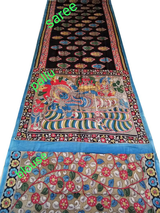 Natural Multicolor Cotton Kalamkari Saree-NMKPCS-007
