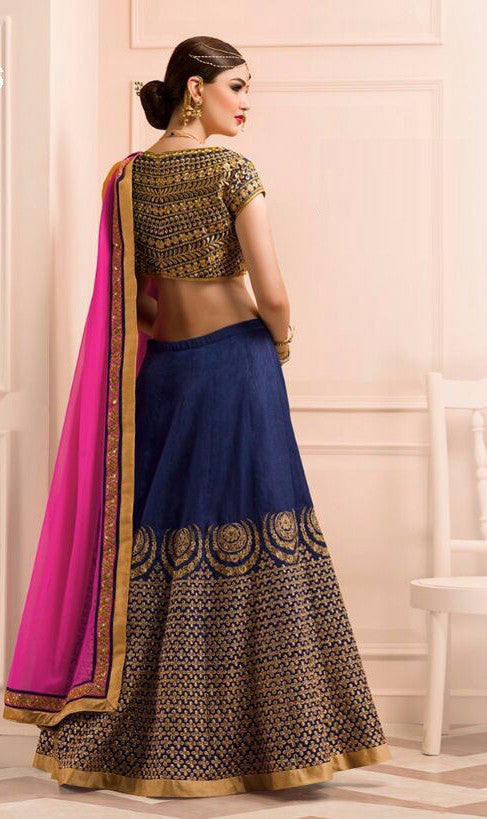 Wonderful Sky Blue and Pink Designer Lehenga Choli | Designer lehenga choli,  Bridal lehenga online, Silk lehenga
