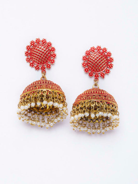Orange Jhumka Designer Earring