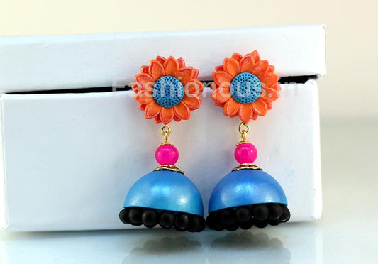 Orange and Blue Sunflower Jhumla-ZAPCJH-020