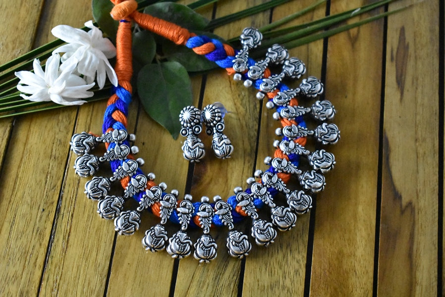 Lord Ganesha Oxidised Metal Jewellery Set