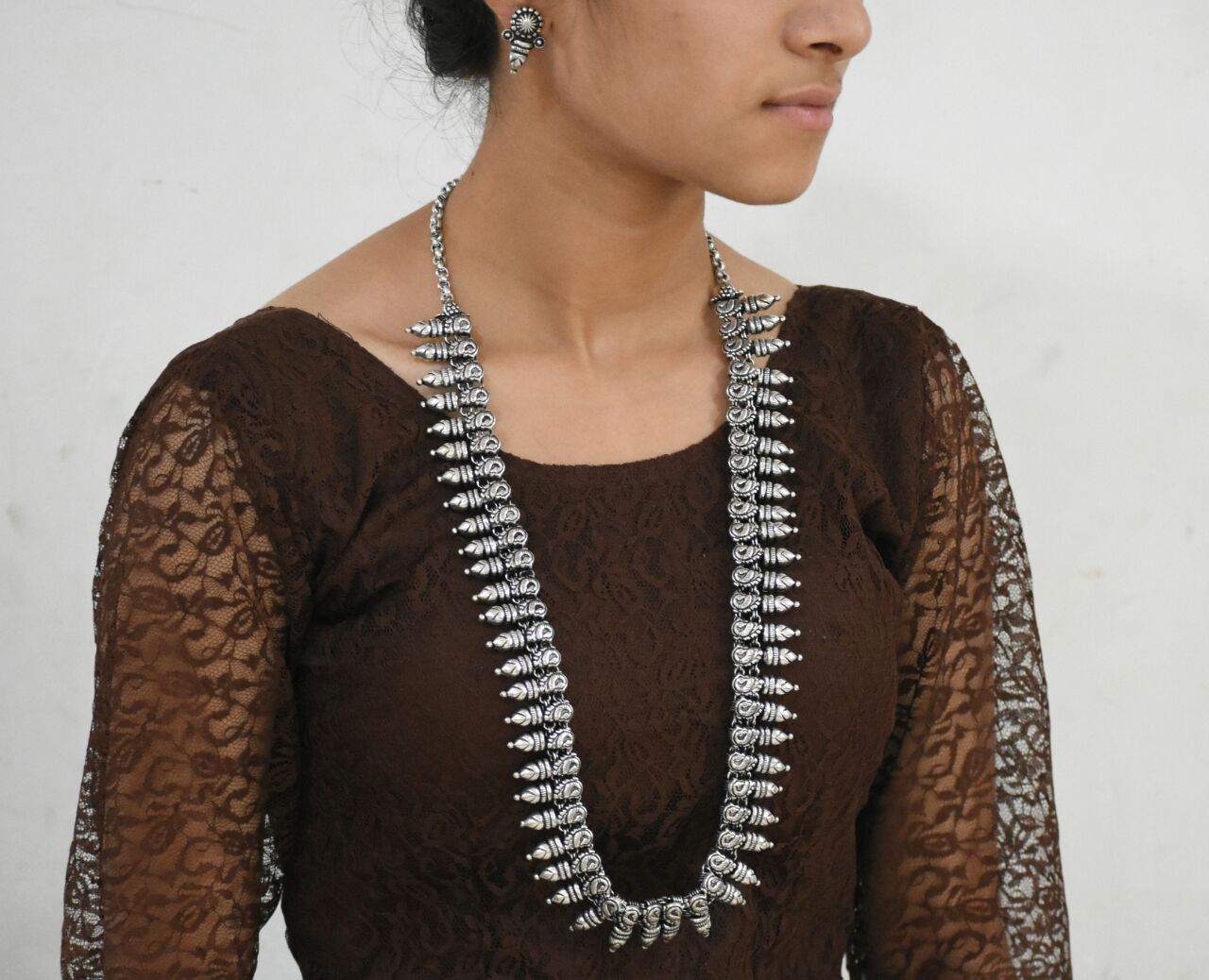 Oxidized Kolhapuri Necklace and Earrings-OKN004
