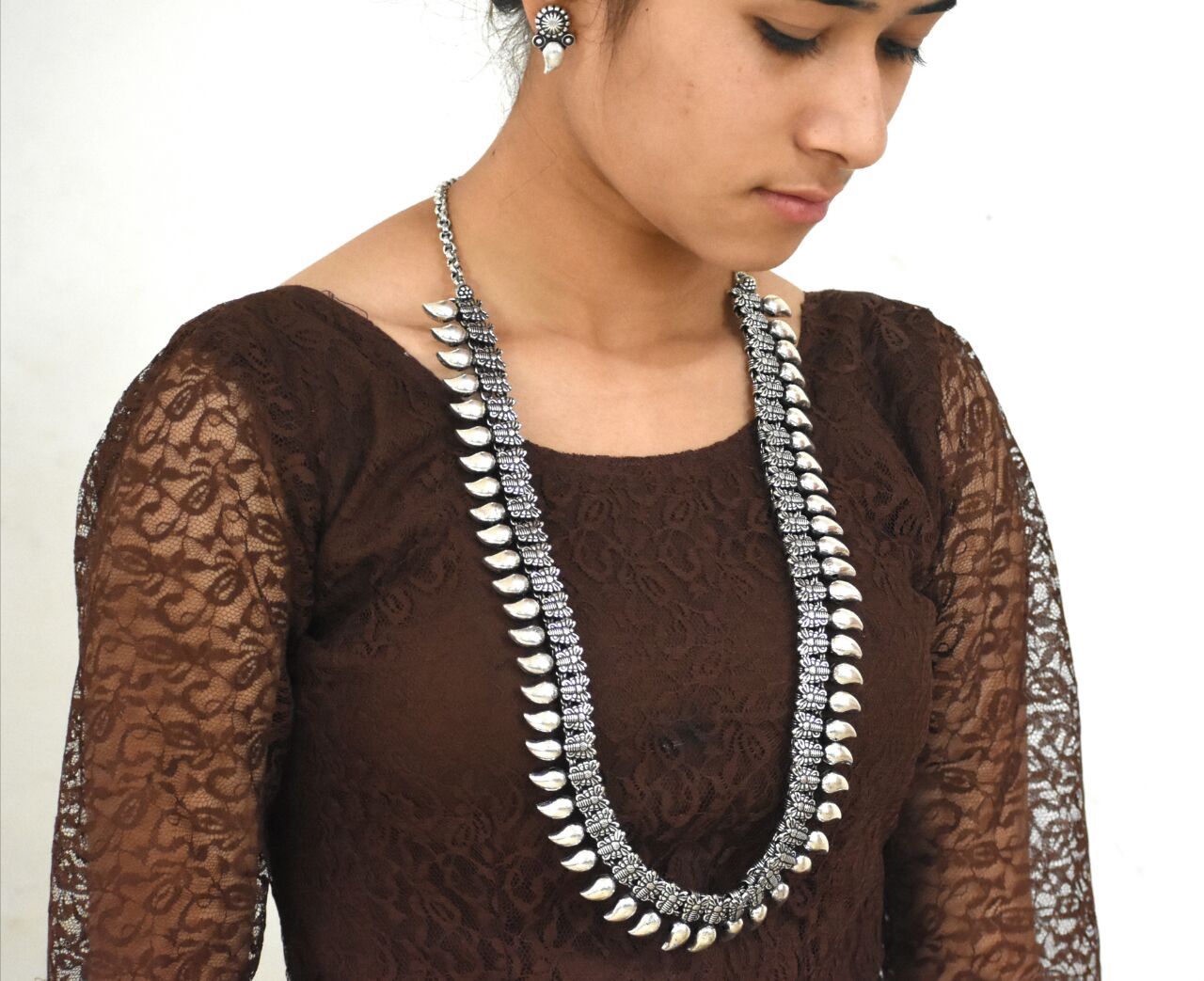 Oxidized Kolhapuri Necklace and Earrings-OKN005